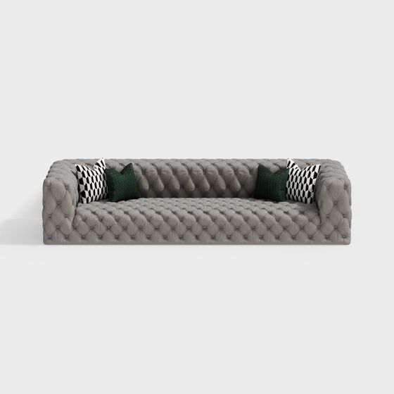 Elegant Gray Leather Sofa 3D model for Modern Interiors