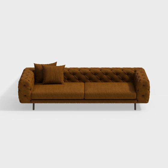 Stylish Low-Poly Velvet Sofa 3D model