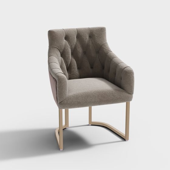 Elegant Low-Polygon Armchair 3D model for Modern Interiors