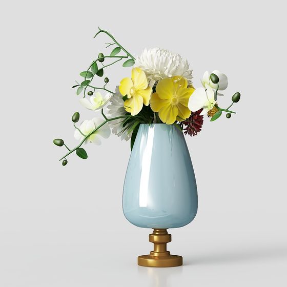 Glass Vase with Flowers 3D model for Creative Projects