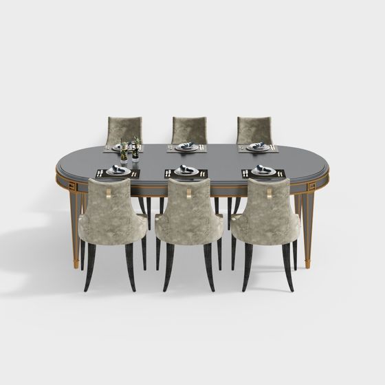 Elegant Dining Table and Chair 3D model
