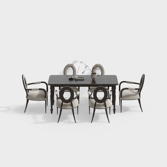 Stylish Dining Table and Chairs 3D model for Modern Spaces