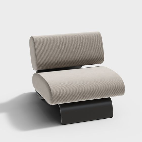 Beige Modern Minimalist Lounge Chair 3D Model