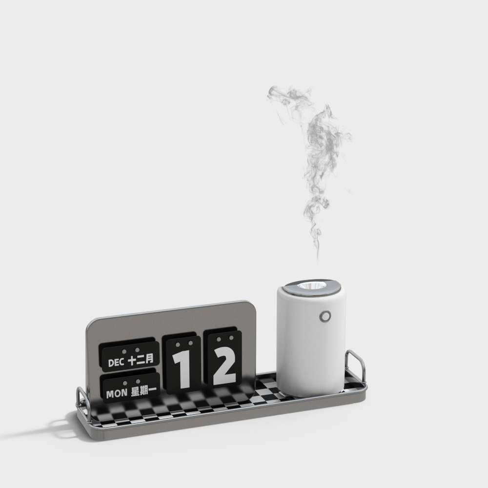 Minimalist Modern Calendar Ornaments 3D Model in White