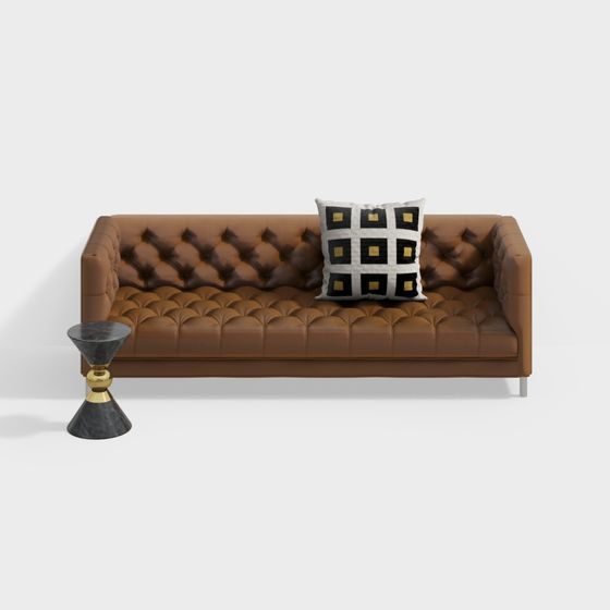 Elegant Leather Sofa 3D model for Modern Interiors
