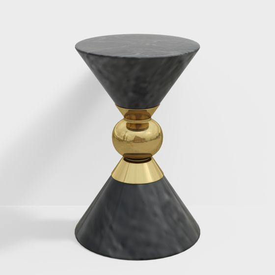 Marble and Gold Sphere Side Table 3D model