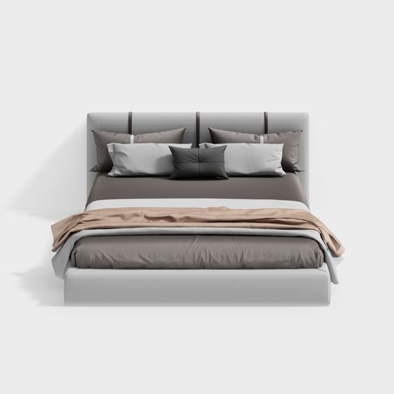 Elegant Low-Polygon Bed 3D model