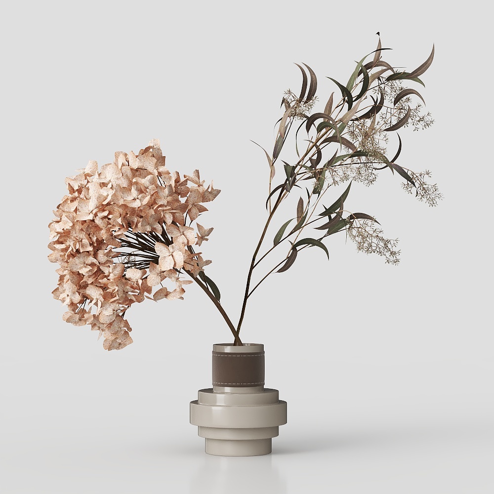 Autumn Vase 3D Model – Low Poly Floral Decoration