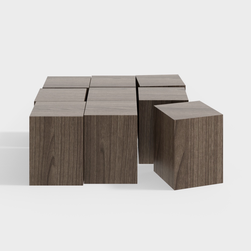 Modular Cubes 3D Model – Low Poly Wood Textured