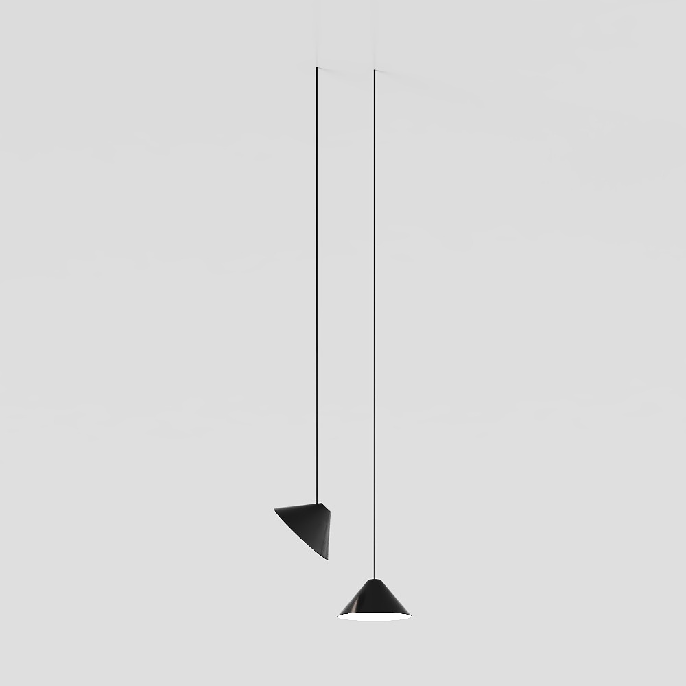 Suspended Geometric Lamp 3D Model – Minimalist Black Metal