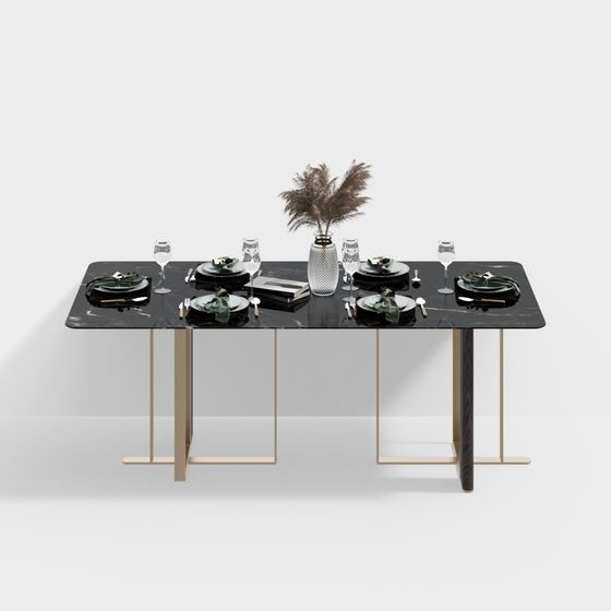 Stylish Low-Poly Dining Table 3D model