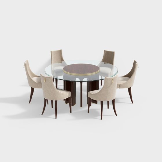 Elegant Round Dining Table 3D model