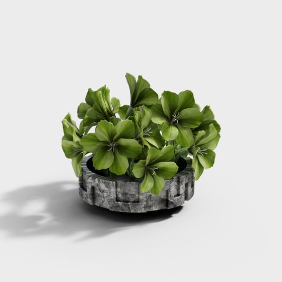 Stylish Low-Poly Stone Flower Pot 3D Model for Creative Use
