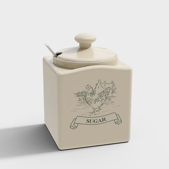 Charming Retro Sugar Jar 3D model for Modern Use