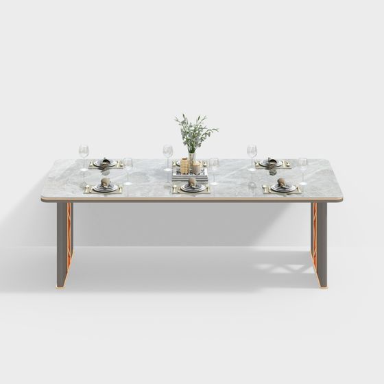 Urban Elegance Dining Table 3D model for Modern Settings
