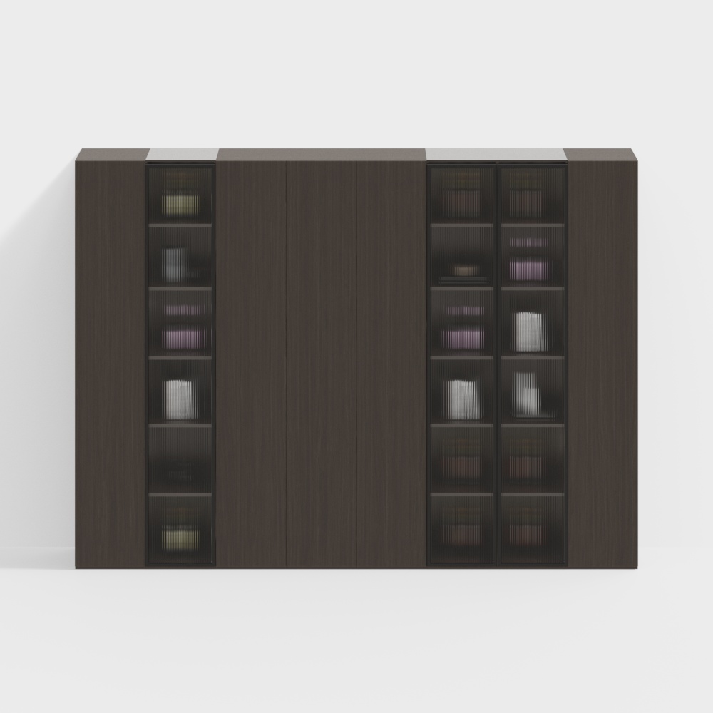 Urban Storage Cabinet 3D Model – Low-Poly Wood & Glass