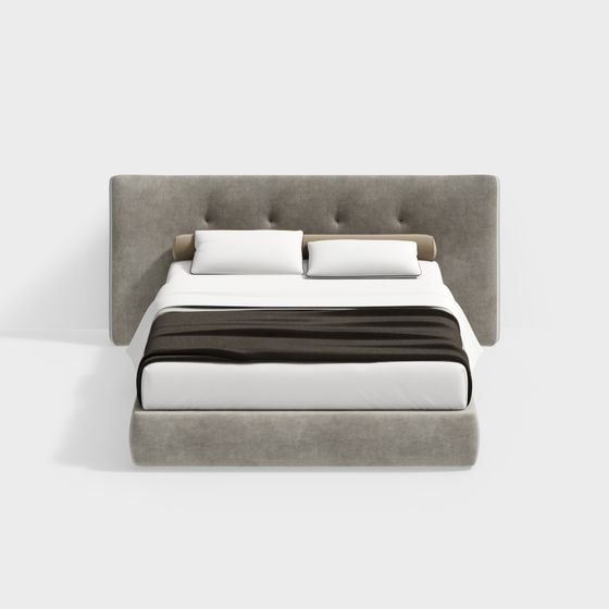Elegant 3D Bed Model for Modern Interiors