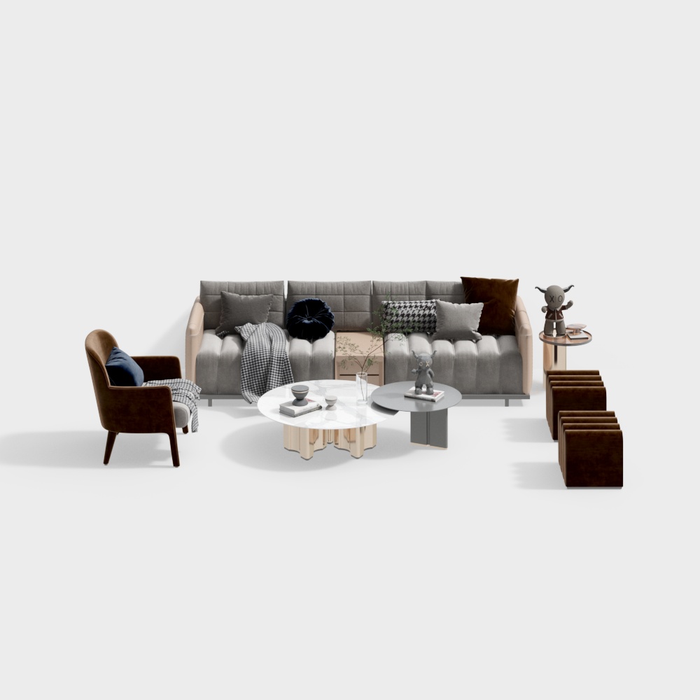 Modern light luxury living room sofa set