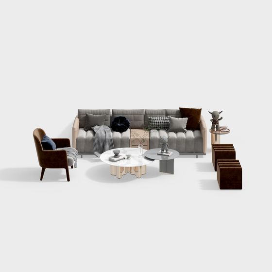 Stylish 3D Furniture Set for Modern and Vintage Spaces