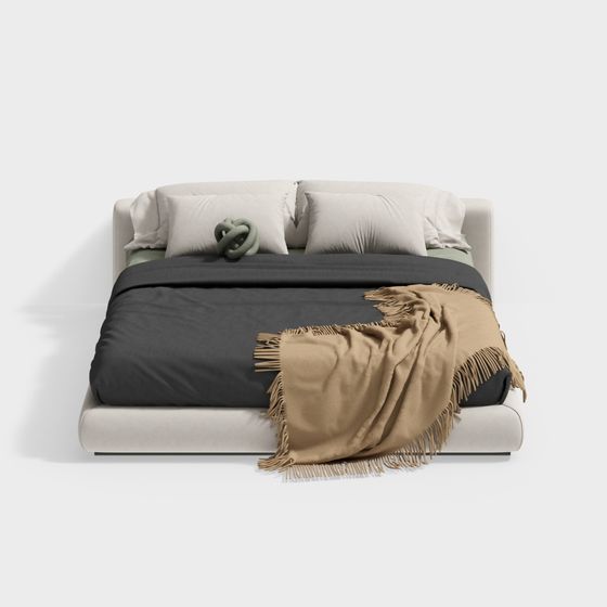 Stylish Low-Polygon Bed 3D model