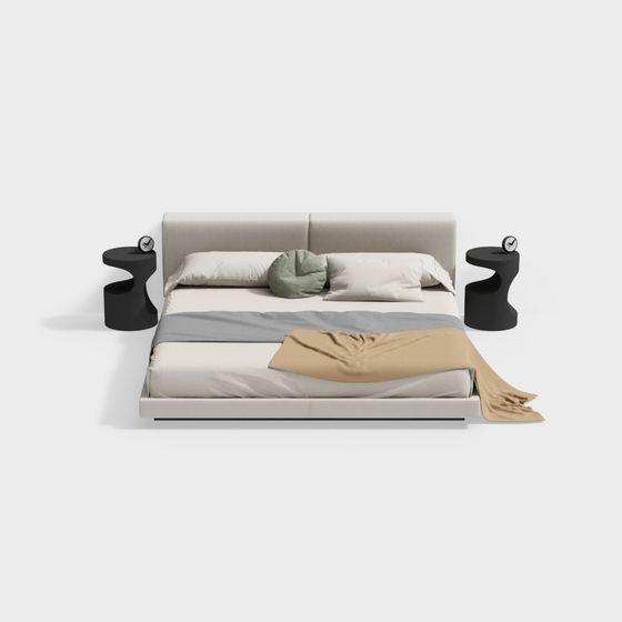 Stylish 3D Bed Model for Modern Interiors