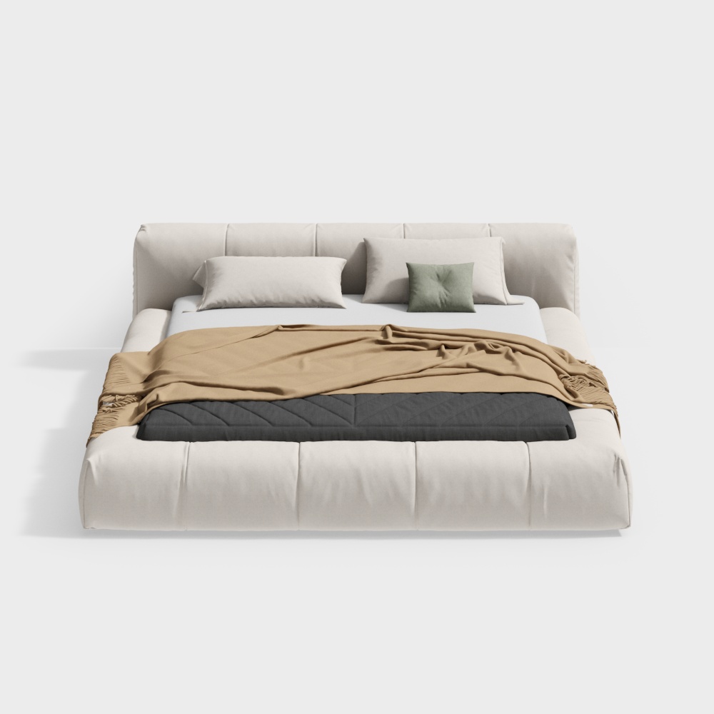 Urban Comfort Bed 3D Model – Minimalist Textured Design