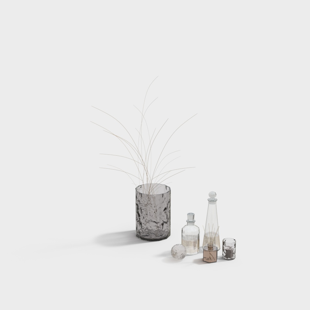 Urban Greenery Stylish 3D Model – Gray Marble Vase