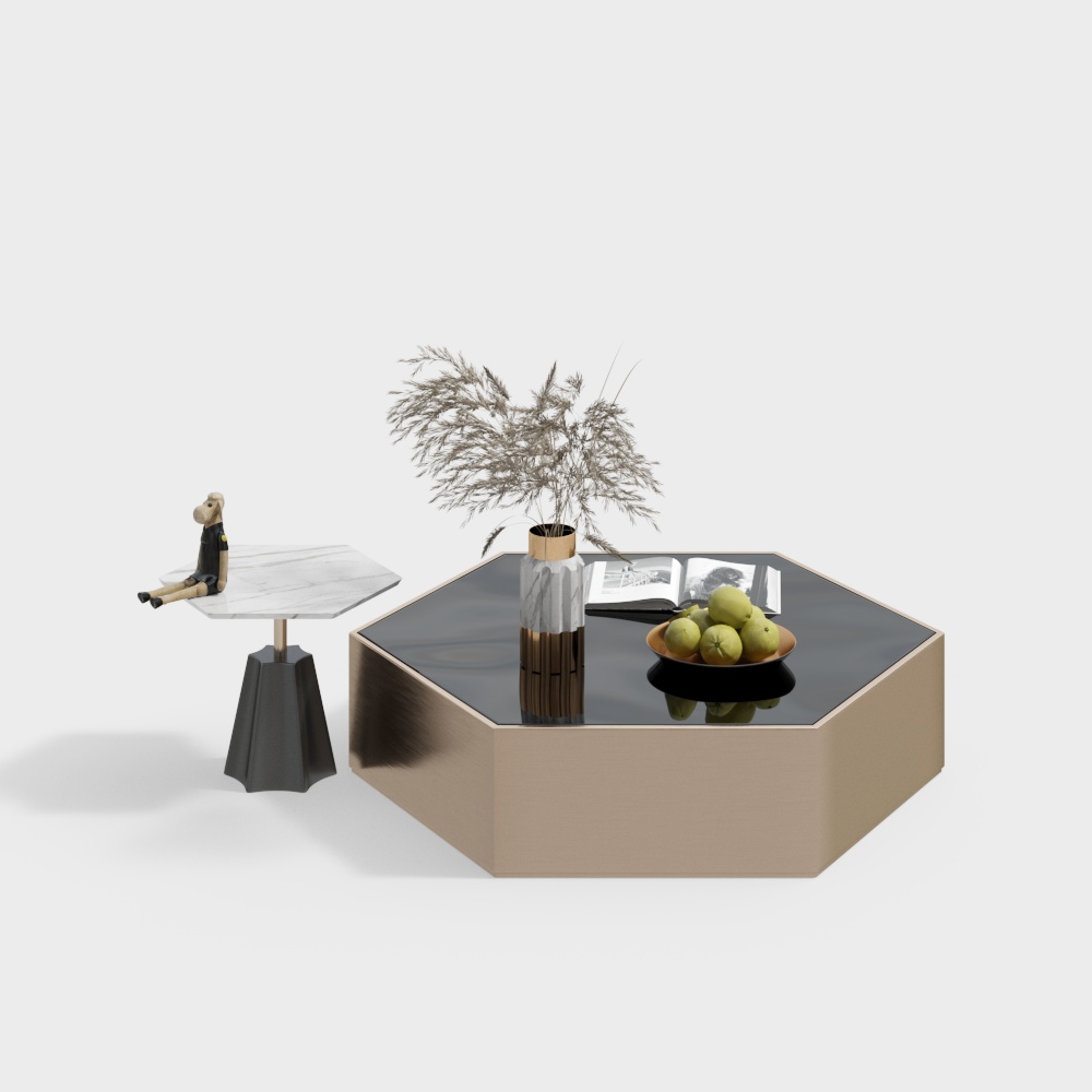 Modern light luxury living room coffee table/side table combination