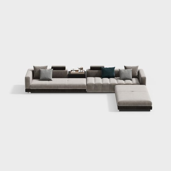 Gray Modern Sofa Set 3D Model for Cozy Living Rooms