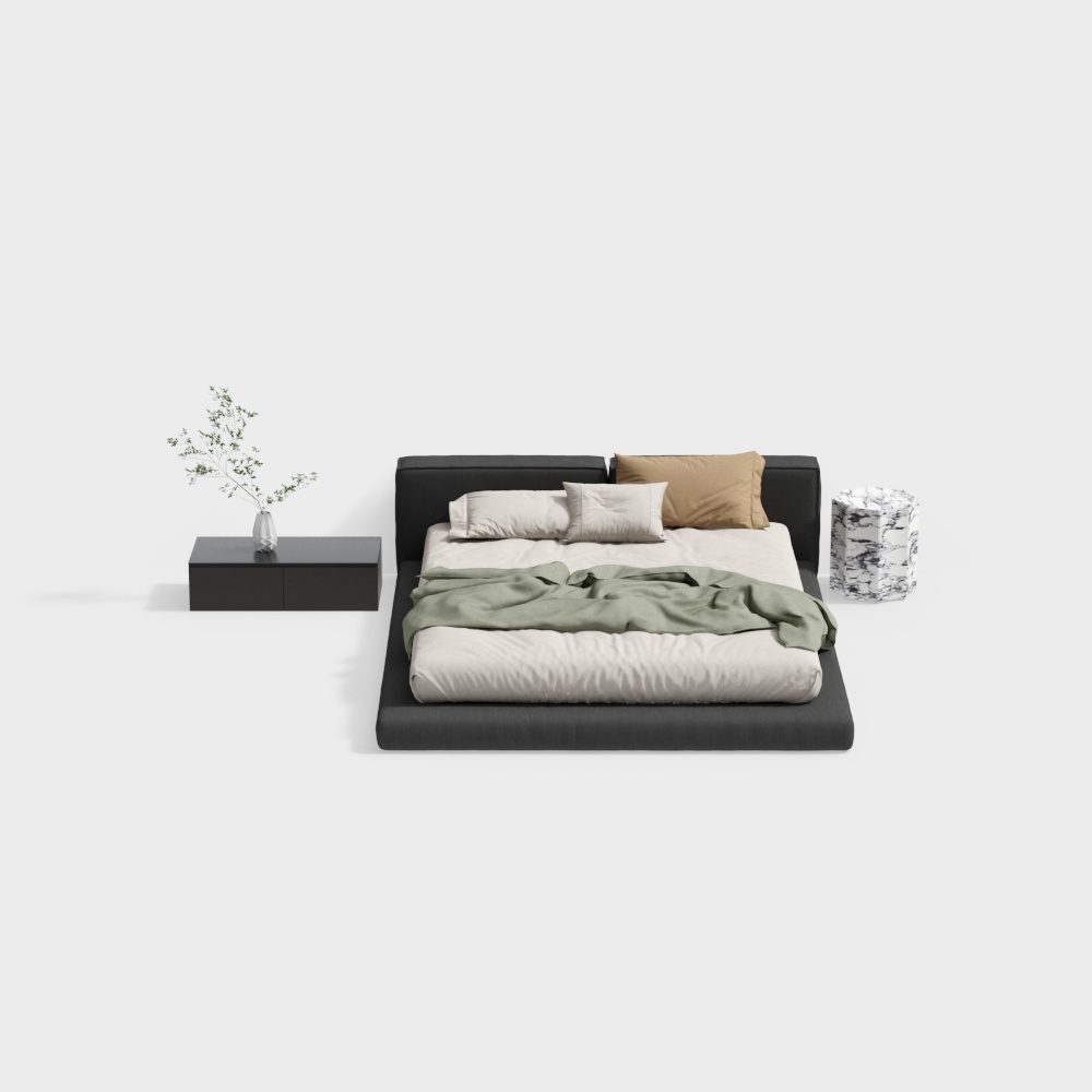 Modern minimalist double bed combination