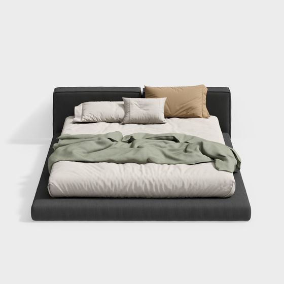 Stylish Low-Polygon Bed 3D model for Urban Homes
