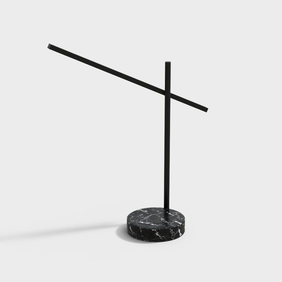 Modern Minimalist Desk Lamp 3D Model in Black