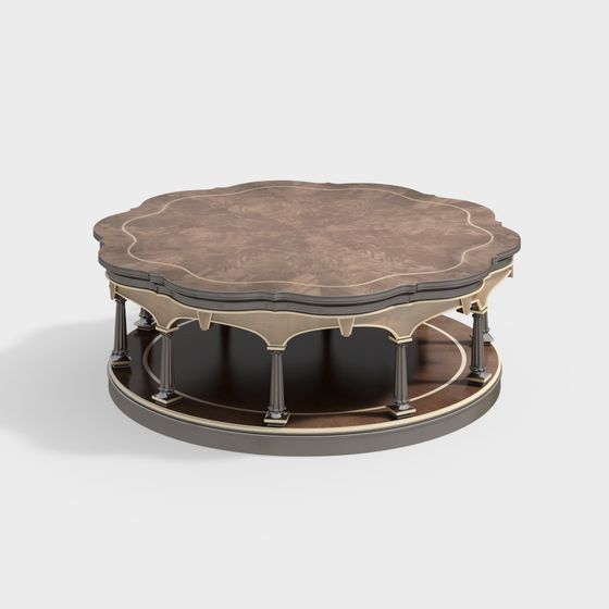 Elegant Vintage Round Coffee Table 3D model