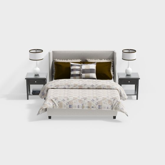 Elegant Low-Poly Bed 3D model for Modern Interiors