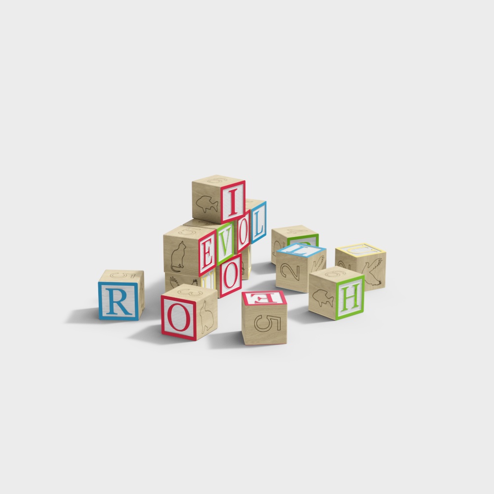 Colorful Building Blocks 3D model