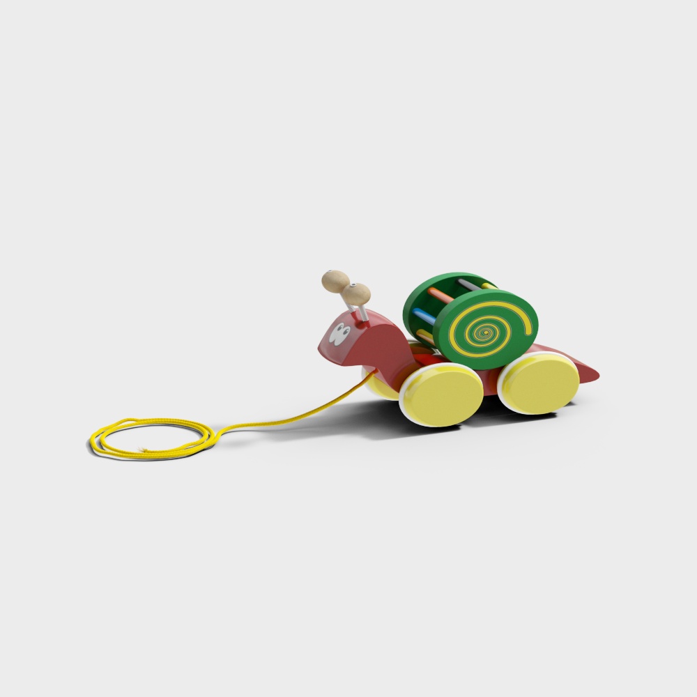 Colorful Snail Pull Toy 3D model