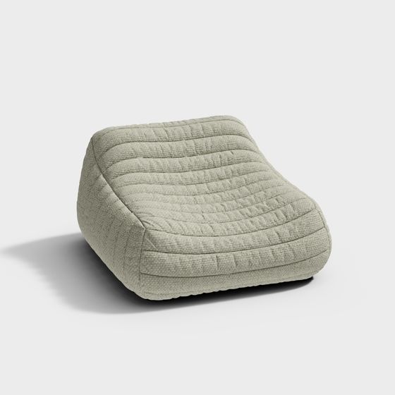 Modern Blue Lazy Chair 3D Model in Beige