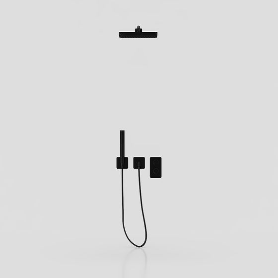 Minimalist Black Shower System 3D model