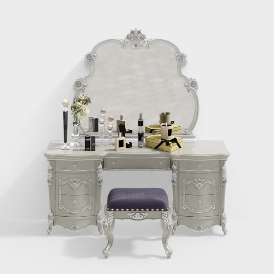 Elegant Vintage Dressing Table 3D model