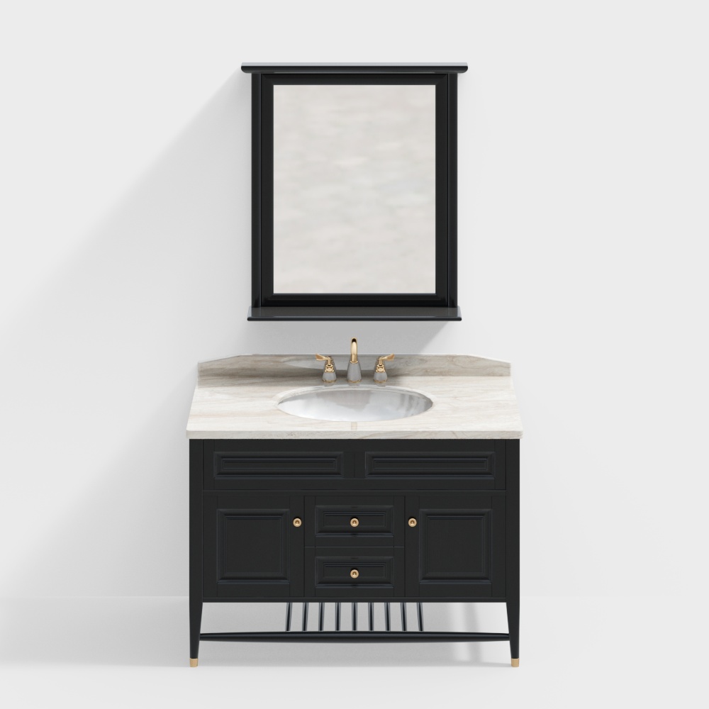 Simple European single basin bathroom cabinet combination 354