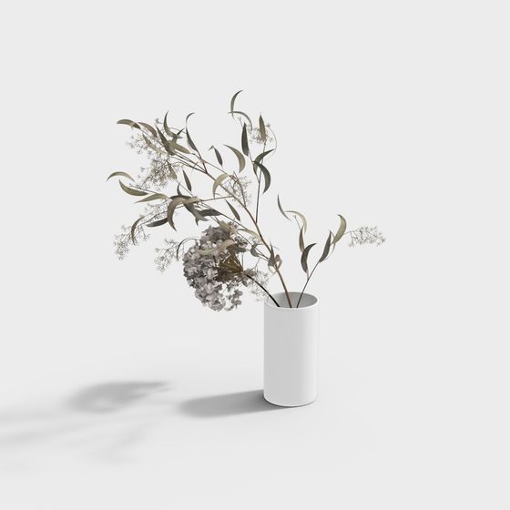 Low Poly Vase with Dried Flowers 3D model
