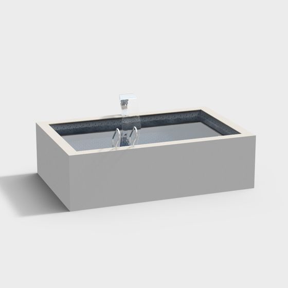 Stylish Concrete Water Pool 3D model