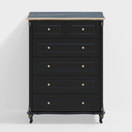 Elegant Vintage Drawer Cabinet 3D model
