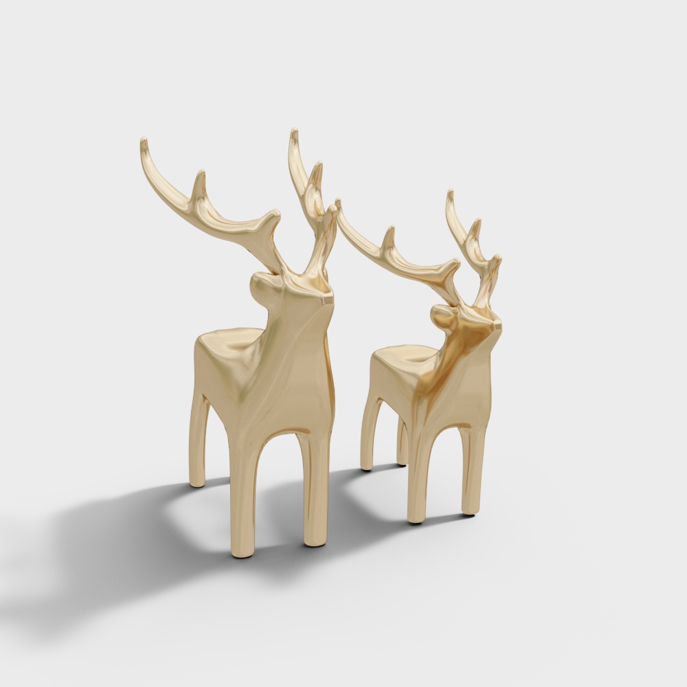 Unique Golden Deer Chair 3D Model – Nordic Minimalist Style
