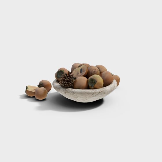 Autumn Fruit Bowl Low-Poly 3D model