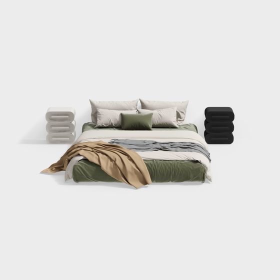 Elegant Low-Poly Bedroom 3D model