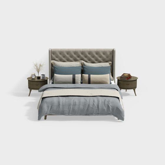 Elegant Low-Poly Bed 3D model for Modern Interiors