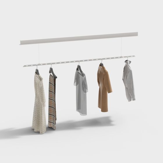 Modern Minimalist Hanging Clothes Rack 3D model