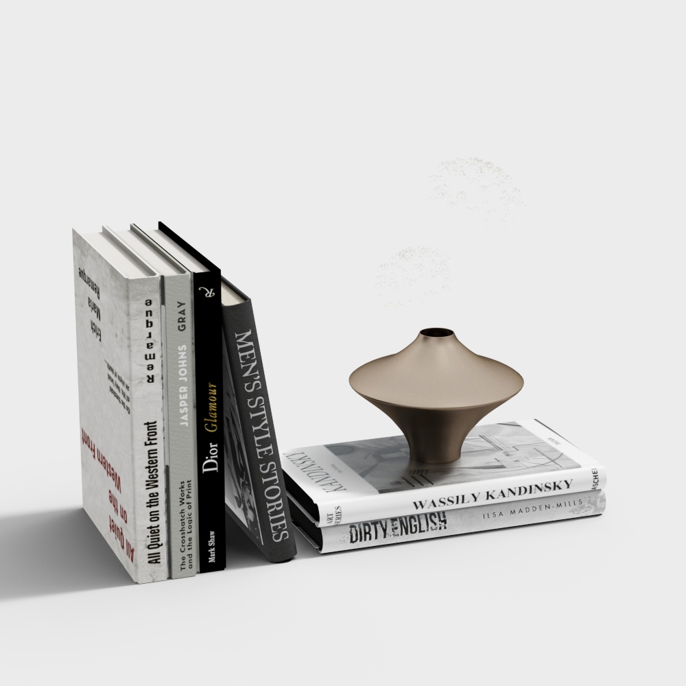 Stylish Bookshelf and Vase 3D model