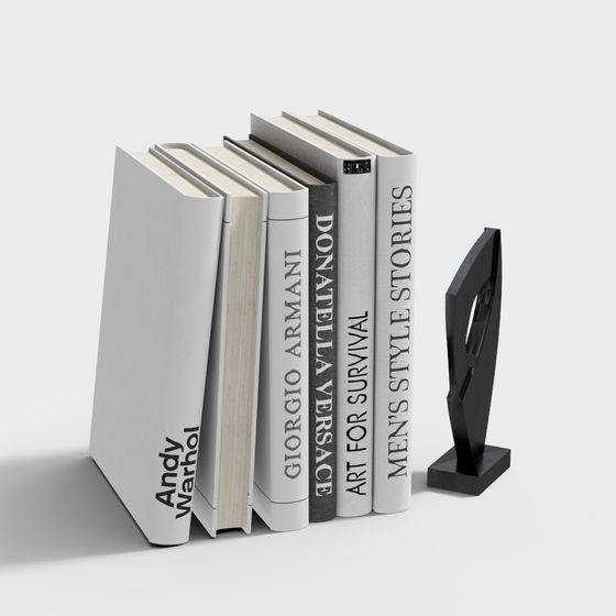Bookshelf and Sculpture 3D model